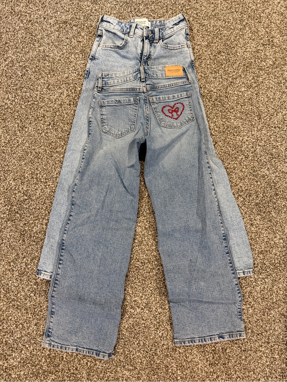 abercrombie kids Light Blue Jeans with Red Heart Patch